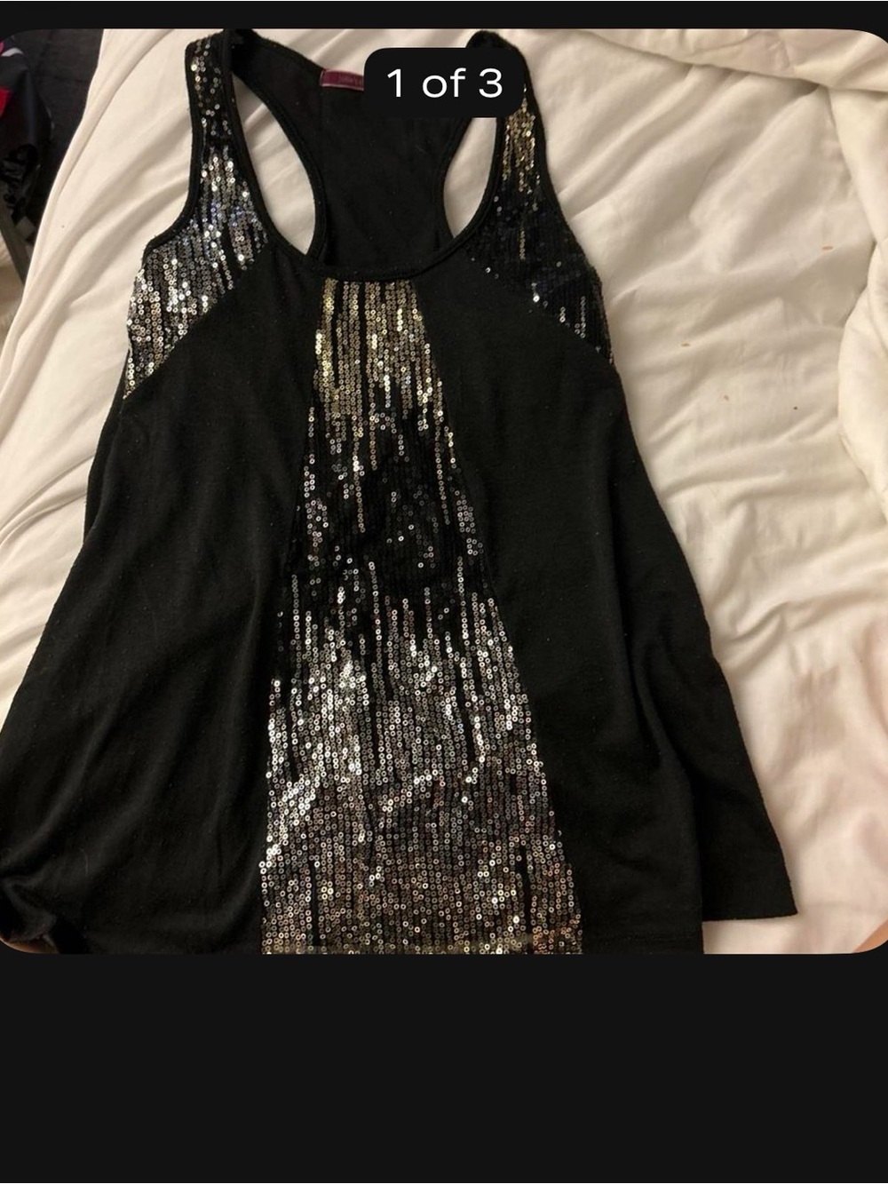julie's closet Black Tank Top with Silver Sequins